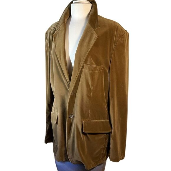 Vintage Pop Sugar Brown Velour Blazer. XL. Single, 2 Button academia lagenlook - Picture 16 of 16